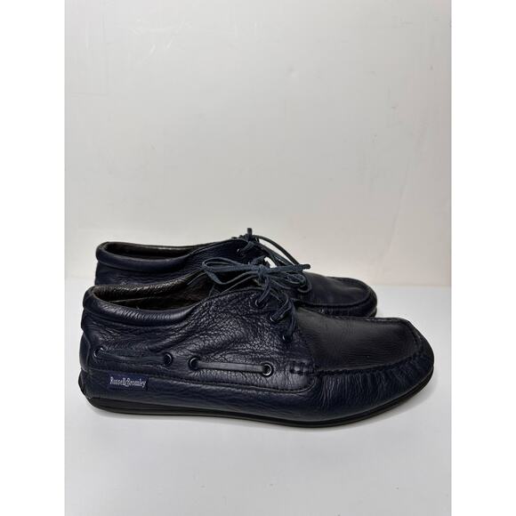 Russell & Bromley Leather Moccassin Loafer Lace Up Mid Top Navy LaceUp Driver 42 - Picture 2 of 12